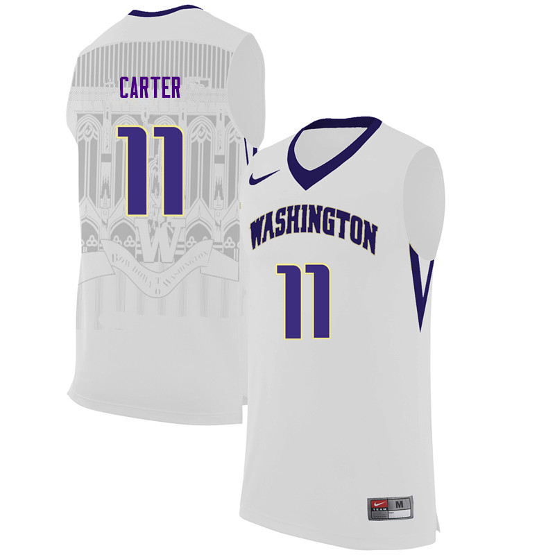 Men Washington Huskies #11 Nahziah Carter College Basketball Jerseys Sale-White